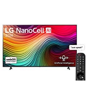 LG 55 Inch LG NanoCell AI NANO80 4K Smart TV AI Magic remote HDR10 webOS24 - 55NANO80T6A (2024), Front view of LG NanoCell TV, NANO80 with text of LG NanoCell, 2024, and webOS Re:New Program logo on screen, 55NANO80T6A, thumbnail 1