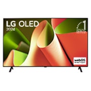 LG 77 Inch LG OLED AI B4 4K Smart TV AI Magic remote Dolby Vision webOS24 - OLED77B46LA (2024), Front view with LG OLED TV, OLED B4, 11 Years of world number 1 OLED Emblem and webOS Re:New Program logo on screen with 2-pole stand, OLED77B46LA, thumbnail 2