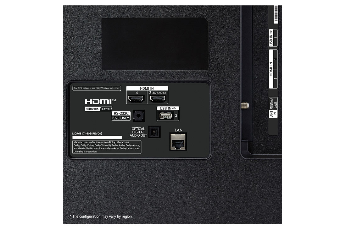 LG 65 Inch LG OLED AI B4 4K Smart TV AI Magic remote Dolby Vision webOS24 - OLED65B46LA (2024), Ports detail, OLED65B46LA, thumbnail 6