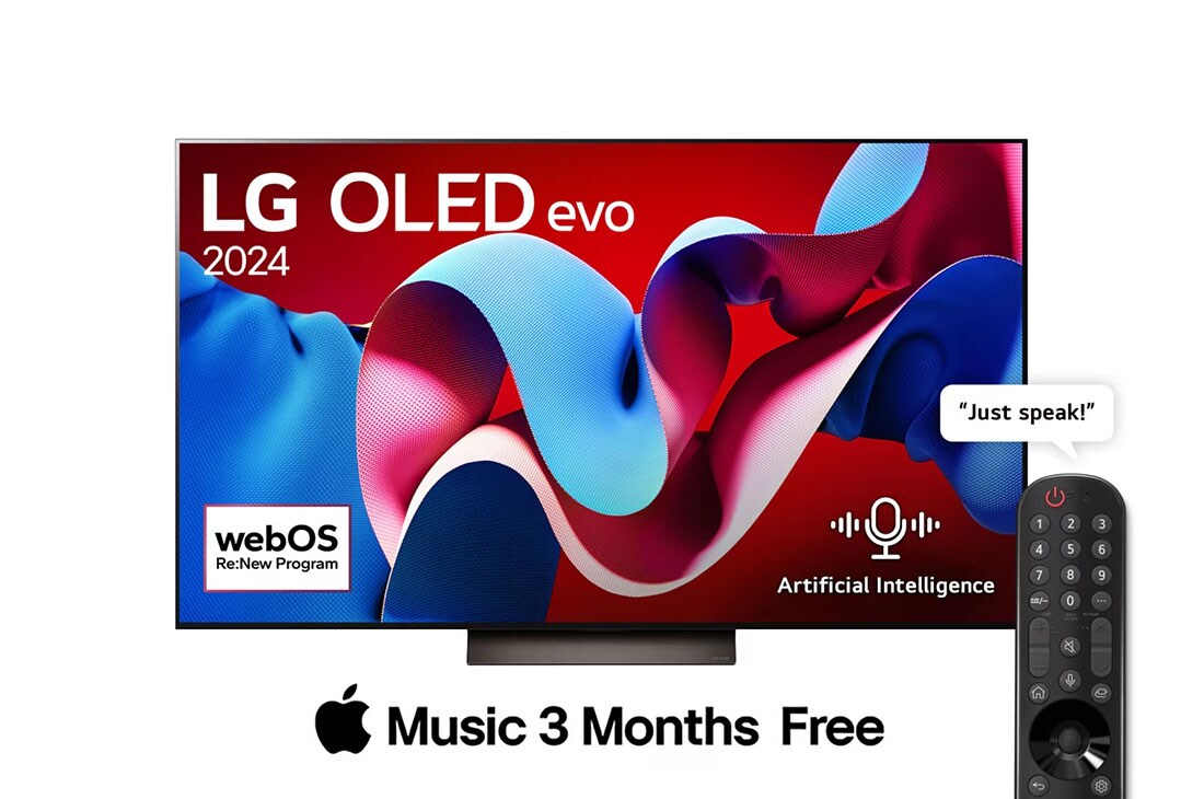 65 Inch LG OLED evo C4 4K Smart TV AI Magic remote Dolby Vision 