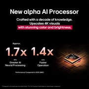 LG 75 inch LG QNED evo AI QNED86 4K 120Hz Smart TV AI Magic remote webOS25 2025 , The alpha 8 AI Processor Gen2 lights up orange and pink, and colorful bolts of light shoot out from it. The title talks about how the processor delivers 4K quality, stunning color and brightness. Imag, 75QNED86A6A, thumbnail 8