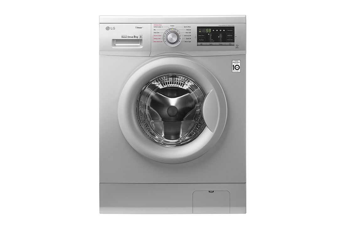 LG 8kg | Front Load Washer | Inverter DD |  Steam™ | 6 Motion DD, FH4G7TDY5_Front_No_Top, FH4G7TDY5