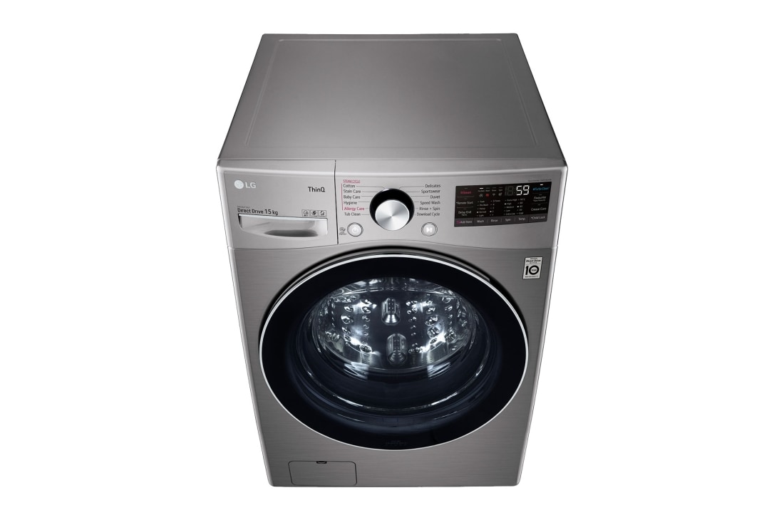 LG 15KG | Front Load Washer | AI DD™ | ThinQ™ | TurboWash™, F0L9DYP2S - Top Perspective, F0L9DYP2S, thumbnail 9