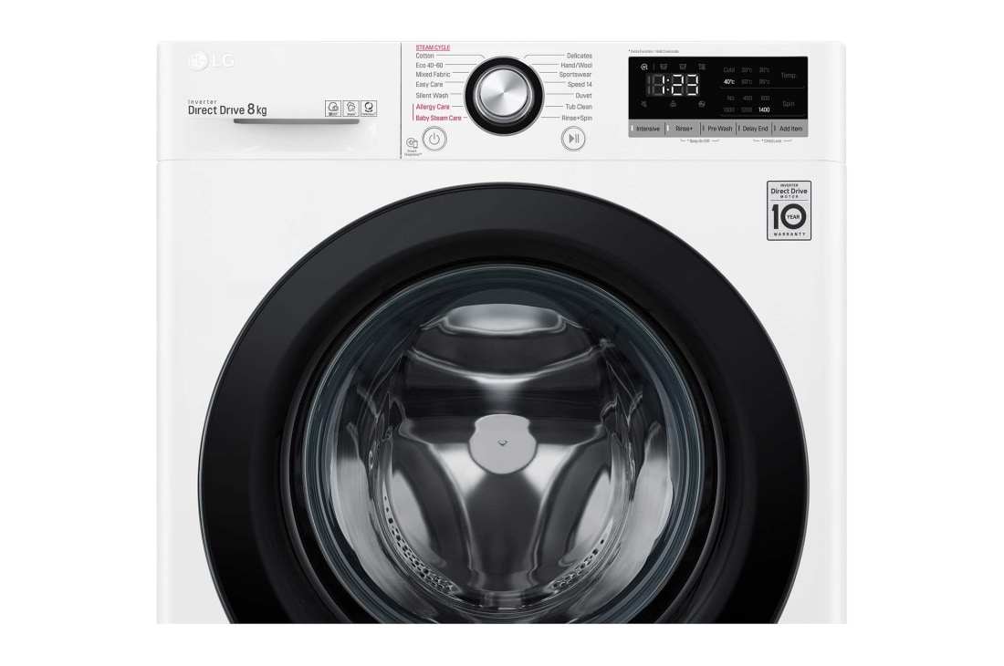 LG F4V5RGP2T Washing Machine: Advanced Laundry Care, Front Detail, F4V3TNP6WE, thumbnail 4