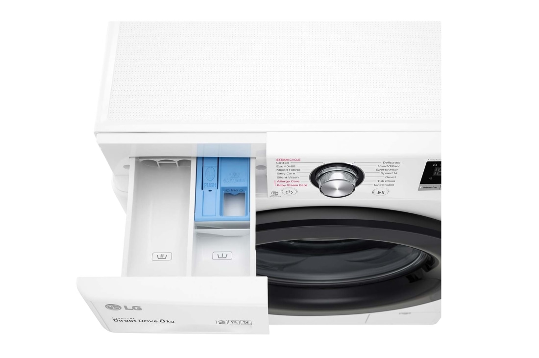 LG F4V5RGP2T Washing Machine: Advanced Laundry Care, Drawer Open Detail, F4V3TNP6WE, thumbnail 6