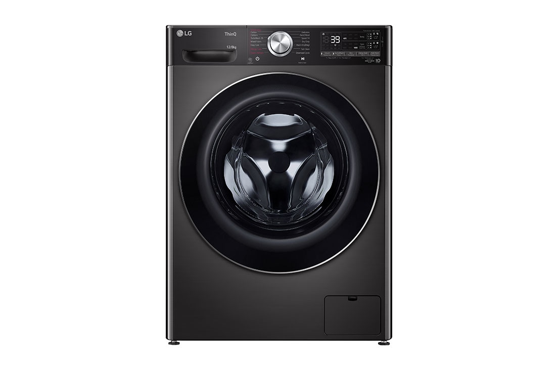 LG 12kg/8kg | Front Load Washer/Dryer | AI DD™ | Steam™ | TurboWash™, front view, F4V9BDP2EE