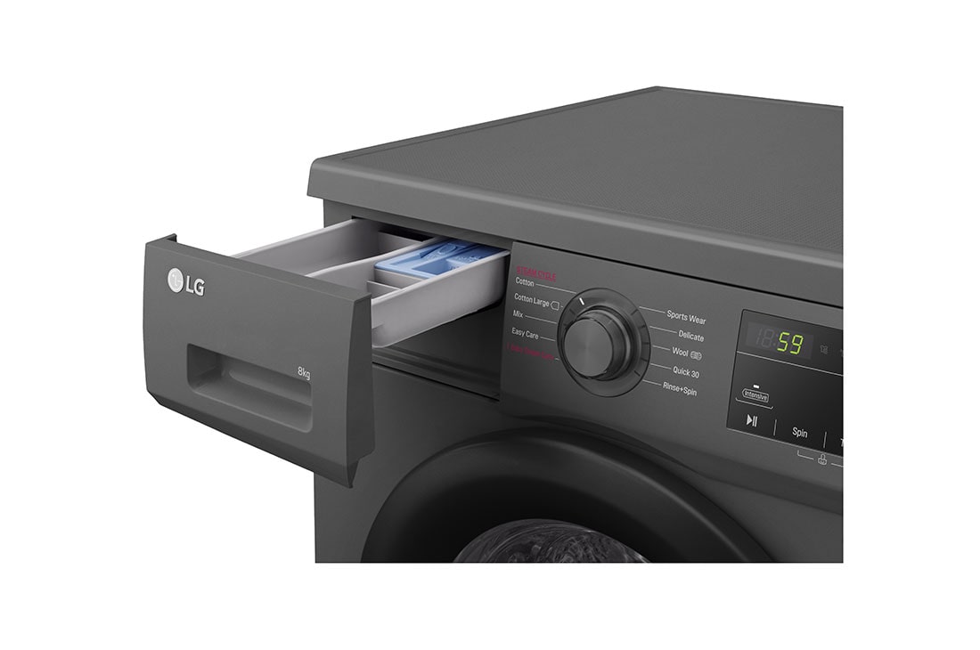 LG 8 Kg | Front Load Washing Machine | AI DD™ | Steam™ |, Washing Machine Top Perspective View, F4J3TYG6J, thumbnail 5