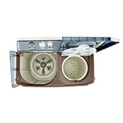 LG 8kg | TwinTub Washer| Roller Jet Pulsator | 3 Wash Program | Wind Jet Dry, Top view door open, P1401RONL, thumbnail 4