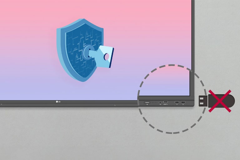 El LG CreateBoard se puede configurar para desactivar los USB conectados a las pantallas por motivos de seguridad.