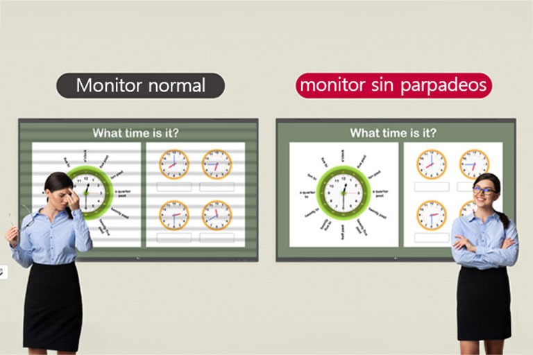  Gracias a la función sin parpadeos de LG CreateBoard, los usuarios pueden utilizar el dispositivo con mayor comodidad, incluso si miran la pantalla durante mucho tiempo.