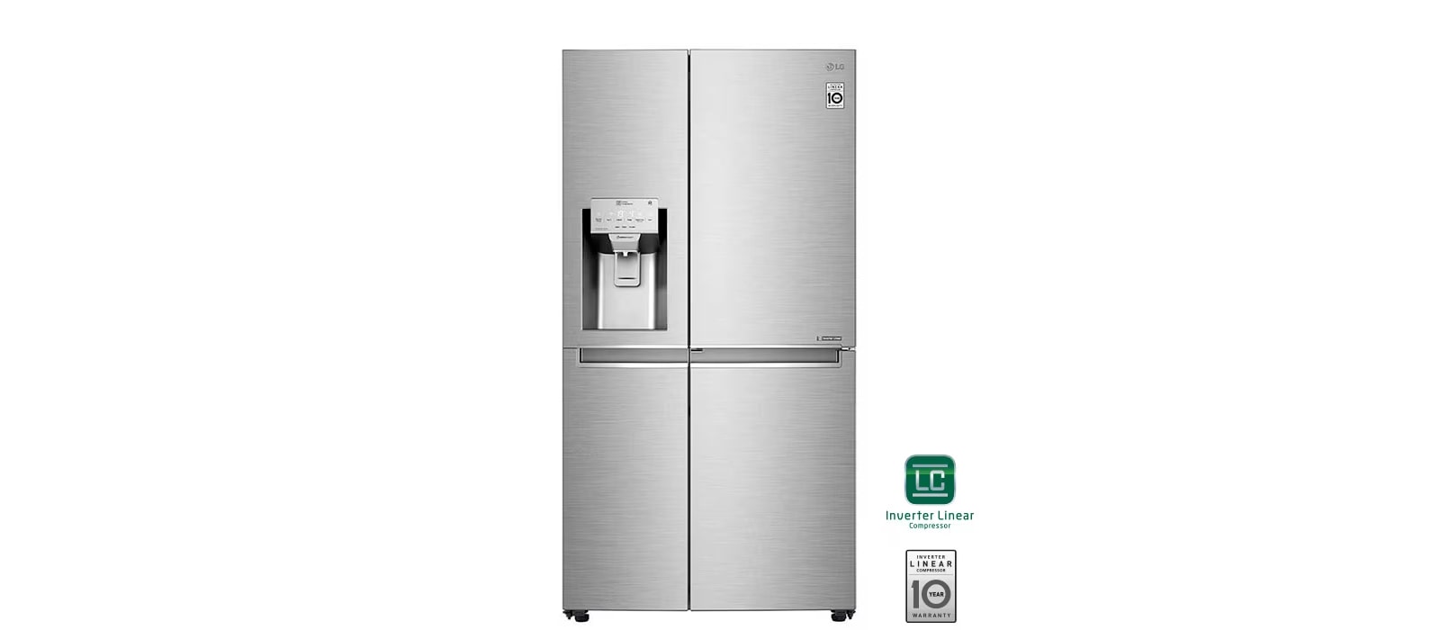 Refrigeradores Plateados con dispensador de agua y hielo