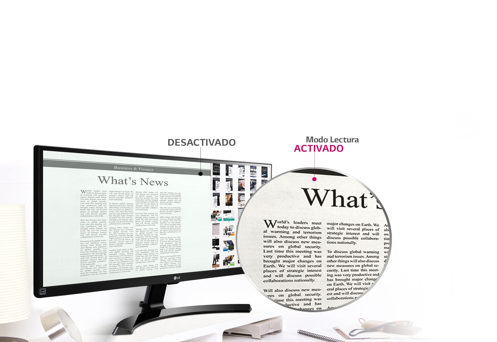 Calidad y confort visual con el Modo Lectura<br>1
