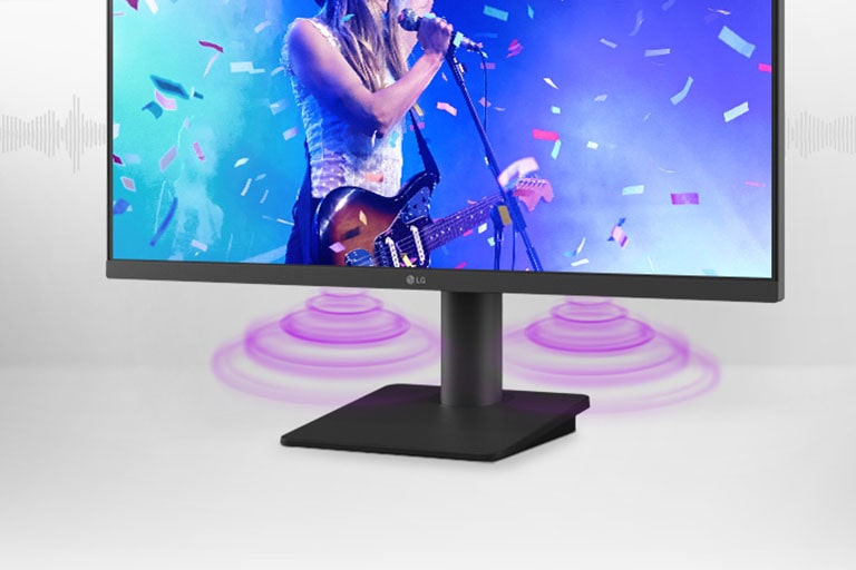 El monitor cuenta con altavoces integrados que te ayudan a ahorrar espacio en el escritorio y ofrecen una experiencia de sonido envolvente.