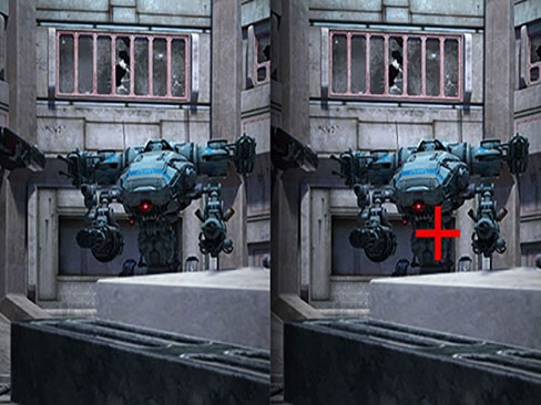 Comparación of Crosshair - La imagen de la izquierda es sin Crosshair, y la imagen de la derecha es con Crosshair