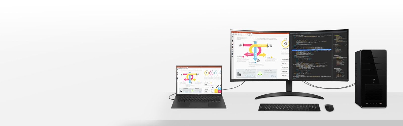 This monitor allows you to see multiple contents from two computers with the picture-by-picture feature, so it helps to process work efficiently.