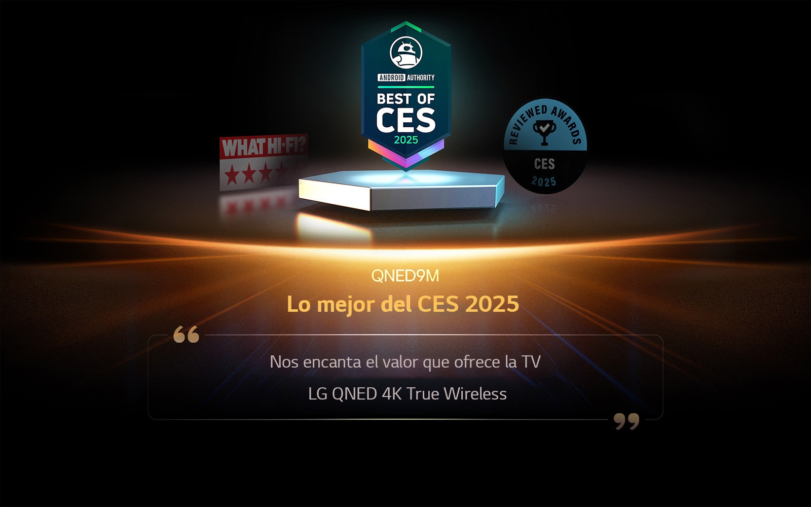 Premio otorgado al OLED M3 por What Hi-Fi. Un extracto de su reseña dice: prepara el camino para que más televisores pasen a ser convenientemente inalámbricos en los próximos años.