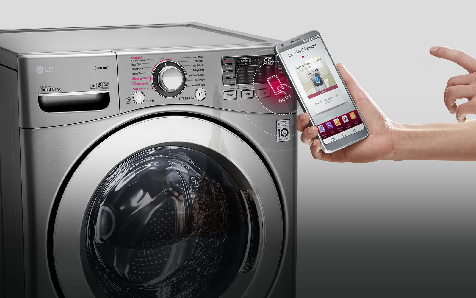 Con la etiqueta NFC Tag On podrás descargar nuevos programas para tu LG TWINWash | LG Ecuador