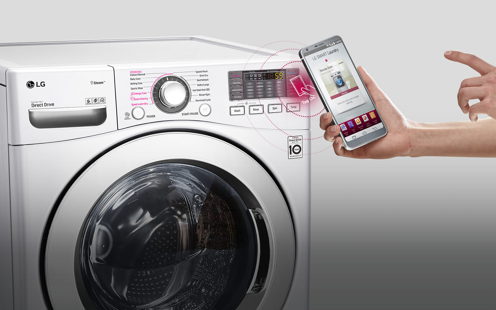 Con la etiqueta NFC Tag On podrás descargar nuevos programas para tu LG TWINWash | LG Ecuador