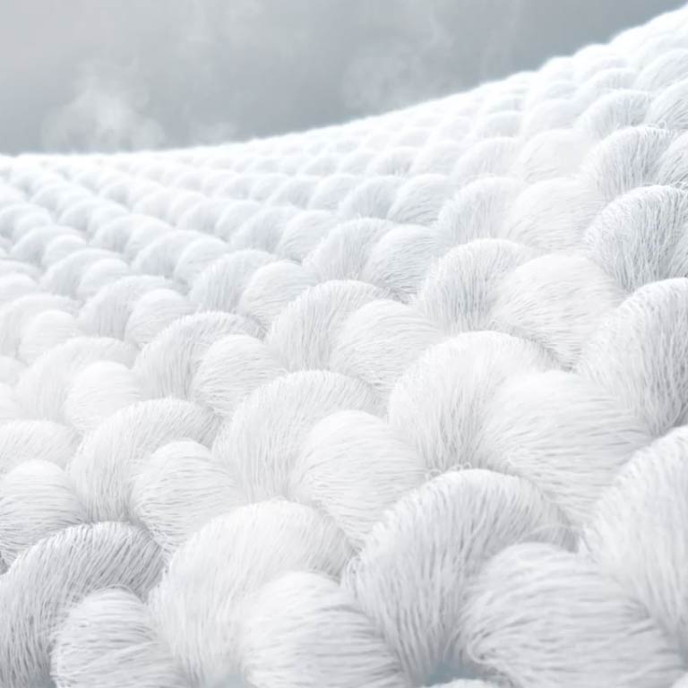 Video detalle de tela ampliada y vaporizada 