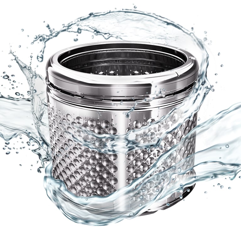 Imagen del agua que rodea el tambor  limpia