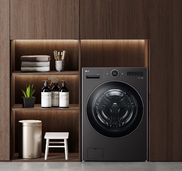 "Lavadora LG en la sala de estar"