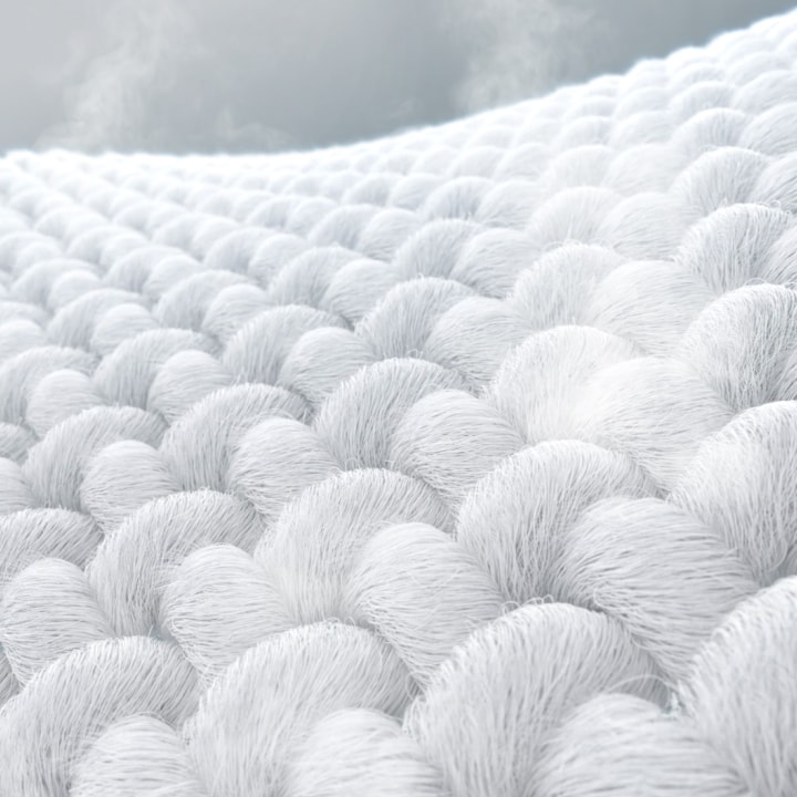 Video detalle de tela ampliada y vaporizada