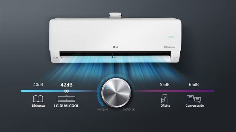 El ruido del aire acondicionado es de 42 dB, tan silencioso como el de la biblioteca.
