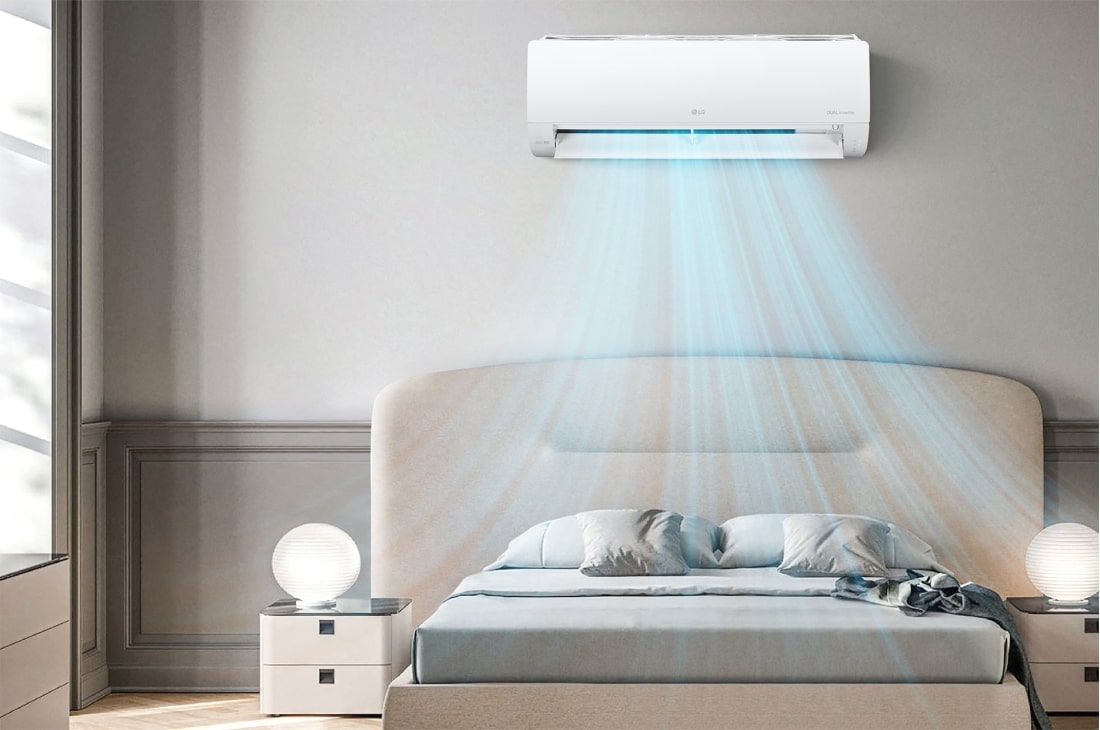 LG Aire Acondicionado LG DUALCOOL Inverter, 24,000 BTU/h, Solo Frío, 220V, Compresor Dual Inverter con 10 años de garantía, Pre Filtro, Recubrimiento Gold Fin™ en la condensadora., Life style view, VX242C1, thumbnail 11