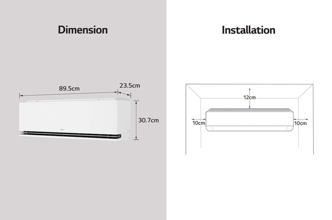 LG Aire Acondicionado DUALCOOL AI Air de 18,000 BTU/h ThinQ™, dimension image, VK182C31, thumbnail 7