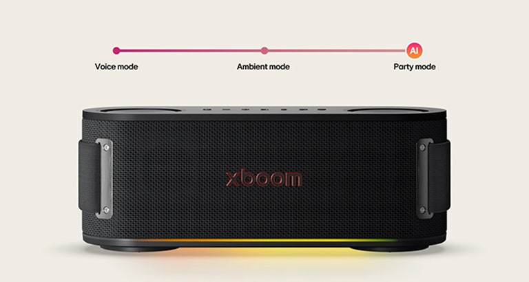 Vista frontal del xboom Bounce con su luz encendida.