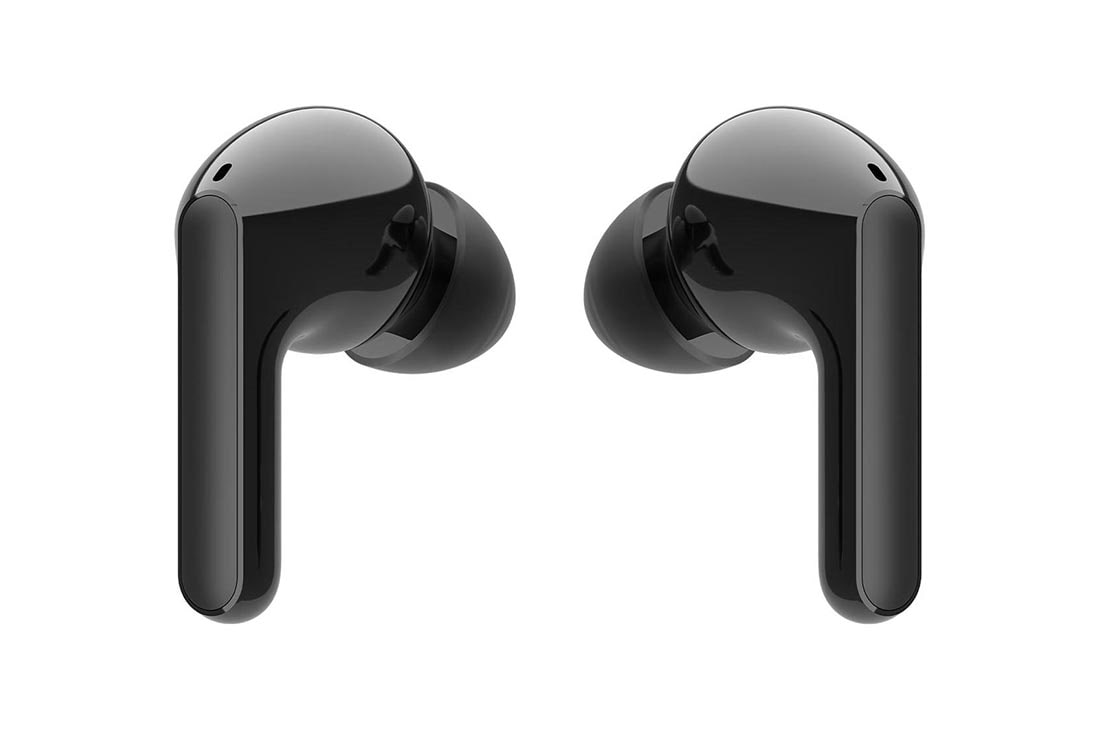 LG Audífonos Inalámbricos LG TONE Free HBS-FN4 color negro con Tecnología Meridian, Una vista trasera de las puntas de dos auriculares una frente a la otra, HBS-FN4, thumbnail 7