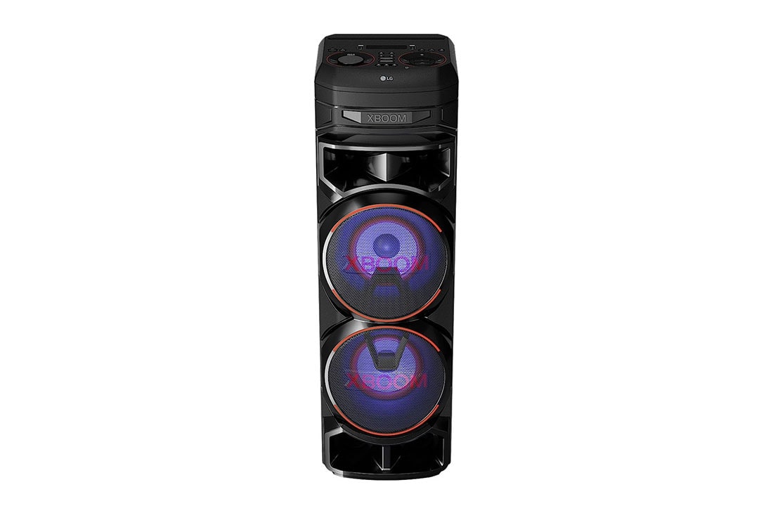 LG Torre de sonido LG XBOOM RNC9 | Doble Woofer | Potenciador de bajos | Karaoke Star | DJ App y DJ Pad | Super Bass Boost | Multi Bluetooth, vista frontal con luz roja, RNC9, thumbnail 2