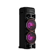 LG Torre de sonido LG XBOOM RNC9 | Doble Woofer | Potenciador de bajos | Karaoke Star | DJ App y DJ Pad | Super Bass Boost | Multi Bluetooth, vista frontal con iluminación verde, RNC9, thumbnail 4