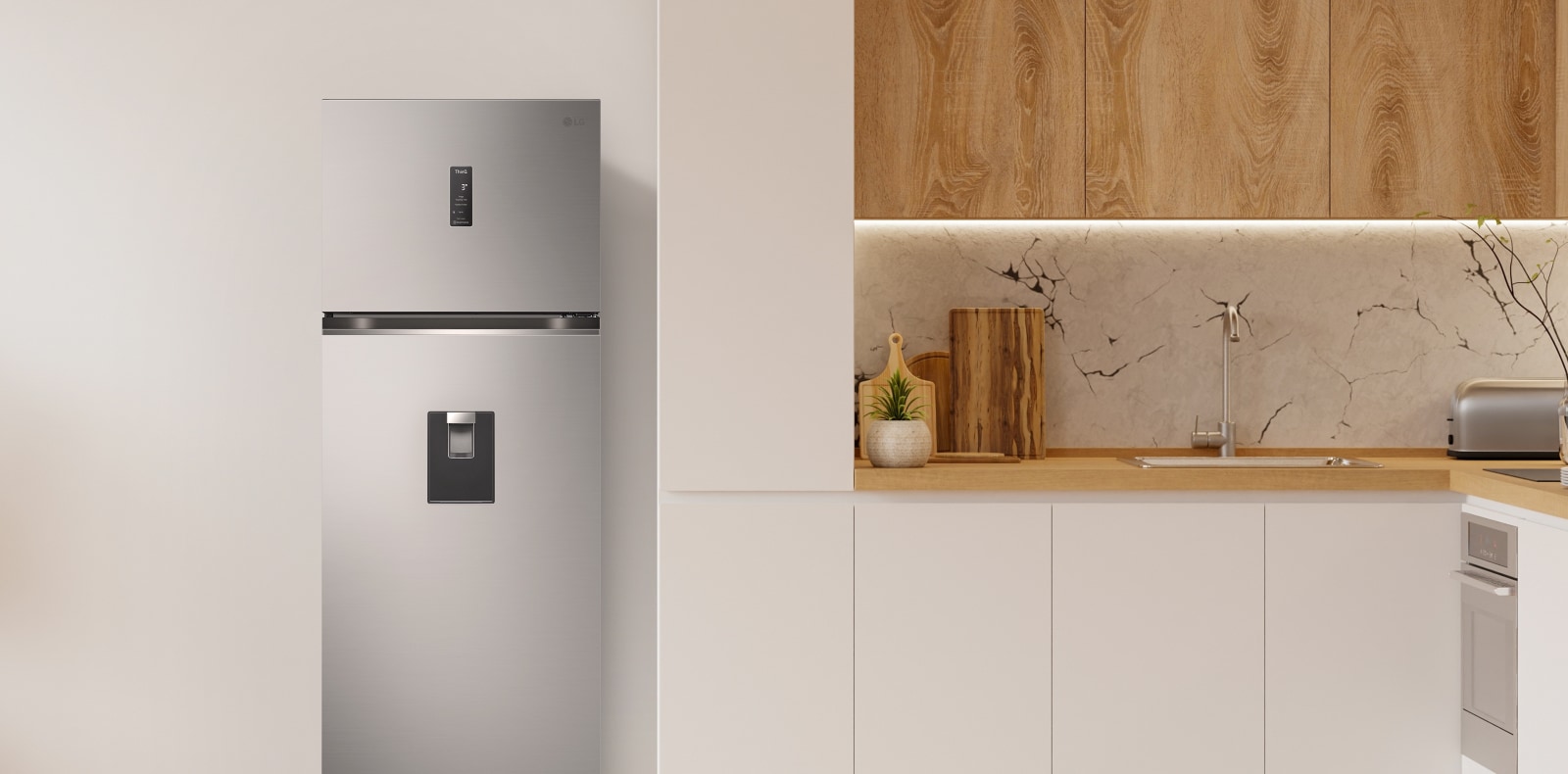 La tecnología de tiempo de limpieza del refrigerador LG de congelador superior ayuda a los usuarios a limpiar el congelador sin que suene la alarma del refrigerador durante 15 minutos.