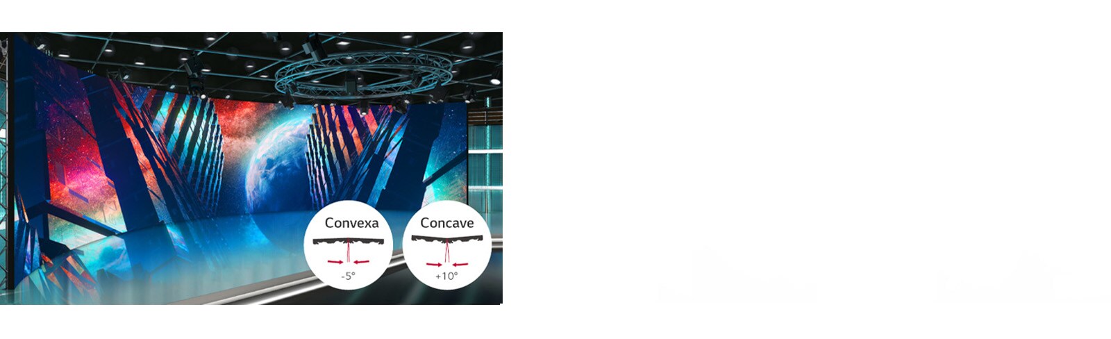 Las paredes LED curvas se instalan en un estudio.