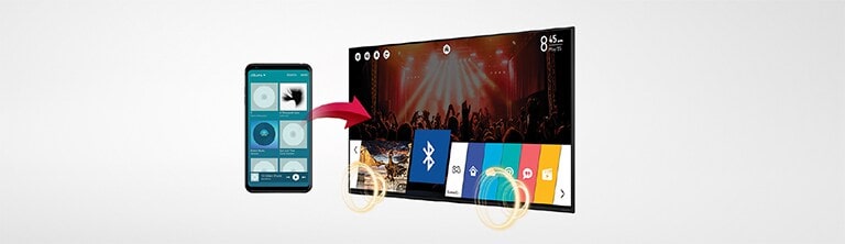 Escuchar música por los altavoces del televisor conectándolo con un teléfono móvil a través de Bluetooth.