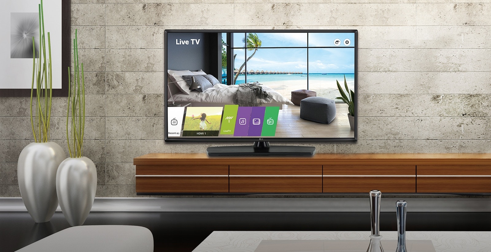 TV comercial esencial con base de grado comercial