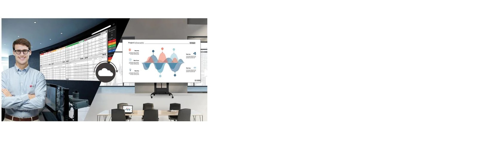 El empleado de LG monitorea a distancia la serie LAEC instalada en otro lugar.