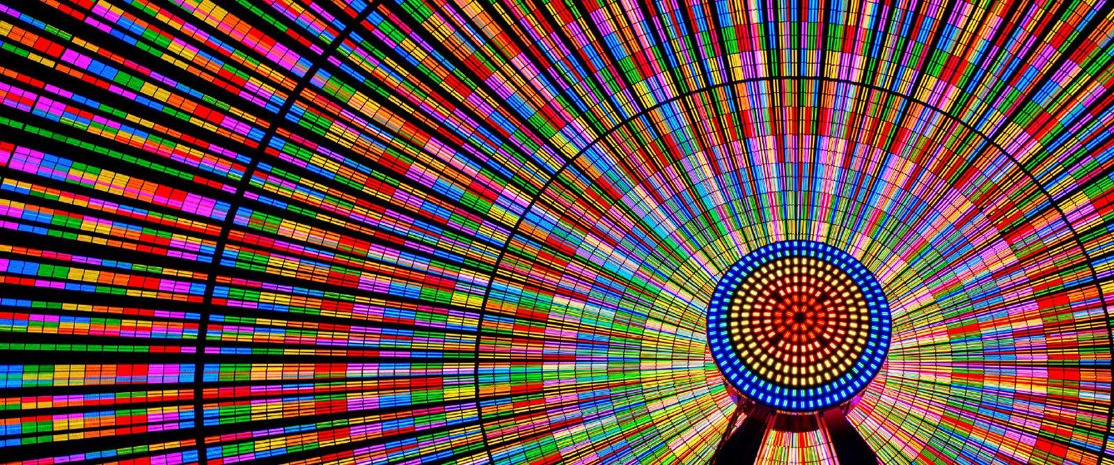 La Gran Rueda de Seattle brillando con muchos colores