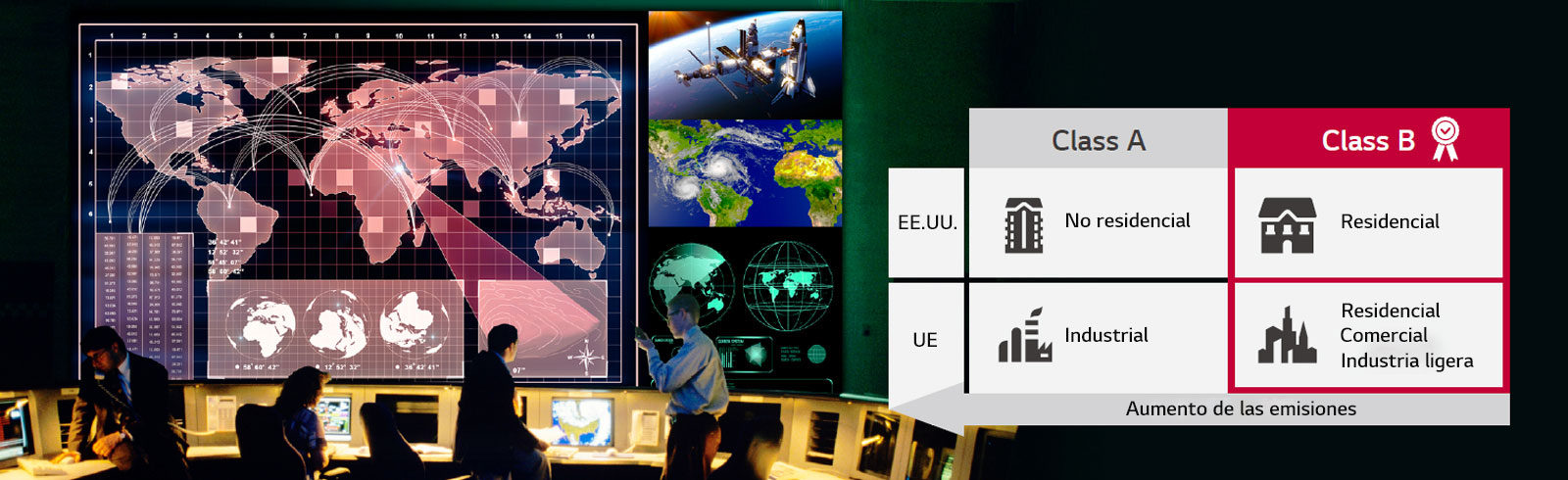 La serie LSAC, certificada con EMC clase B, se instala en la pared de la sala de control.