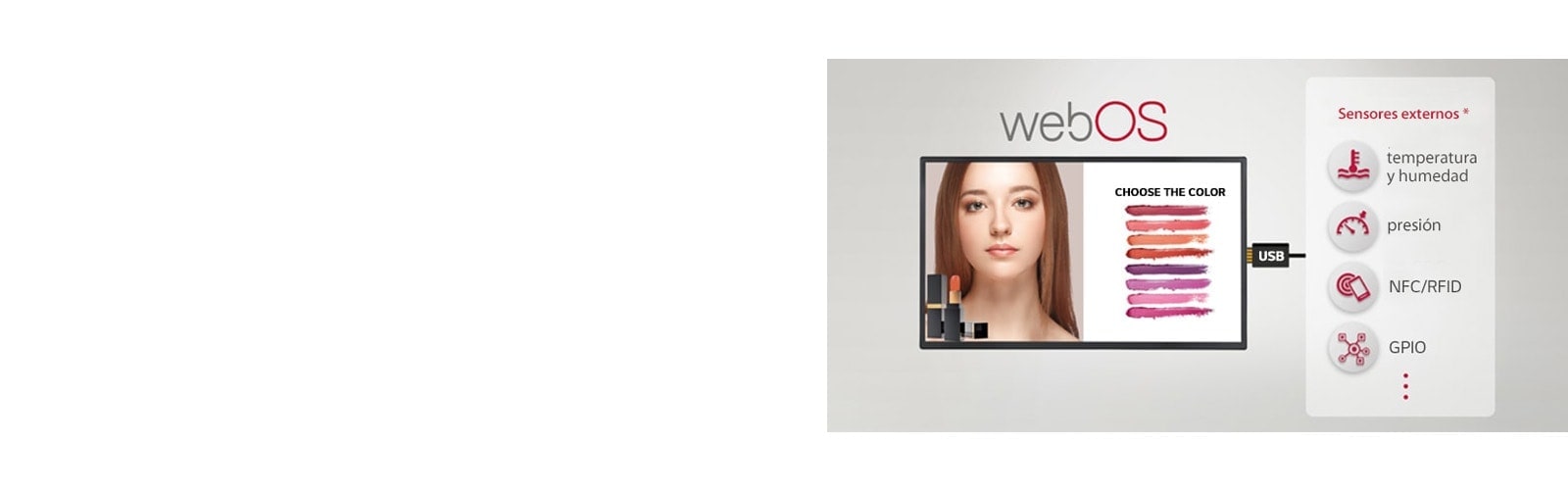 Esta imagen muestra que el contenido establecido en la página de la Gestión de control y el contenido mostrado en la señalización son los mismos. Indica que la serie SM5J puede ser controlada y supervisada a distancia en un lugar diferente con dispositivos como un teléfono móvil y un ordenador portátil, a través de la Gestión de control.