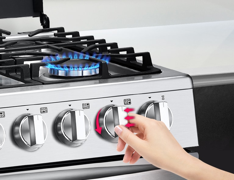 El quemador se enciende girando la perilla de la estufa mientras se presiona.