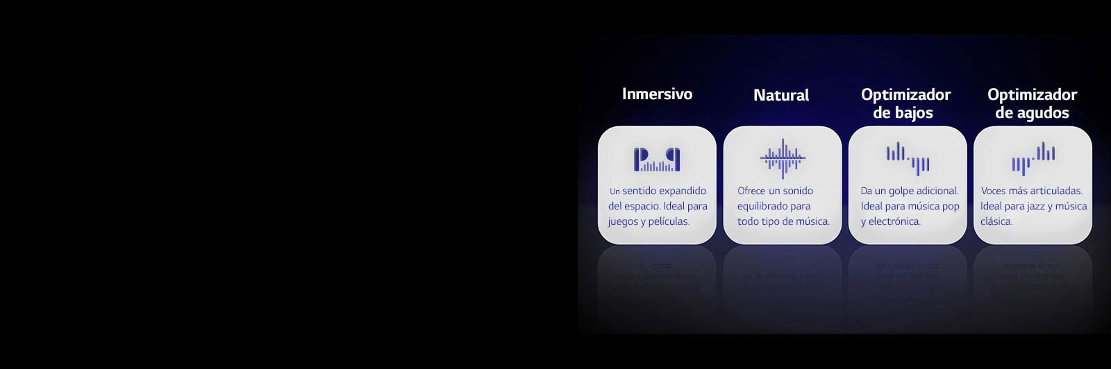 Cuatro iconos de cuatro tipos de modos de EQ de Meridian