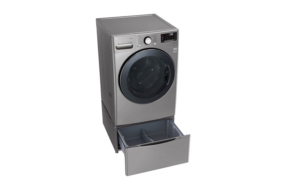 LG Pedestal para Lavandería de 27'' color Acero, cajón abierto con ropa, WDP4V, thumbnail 6