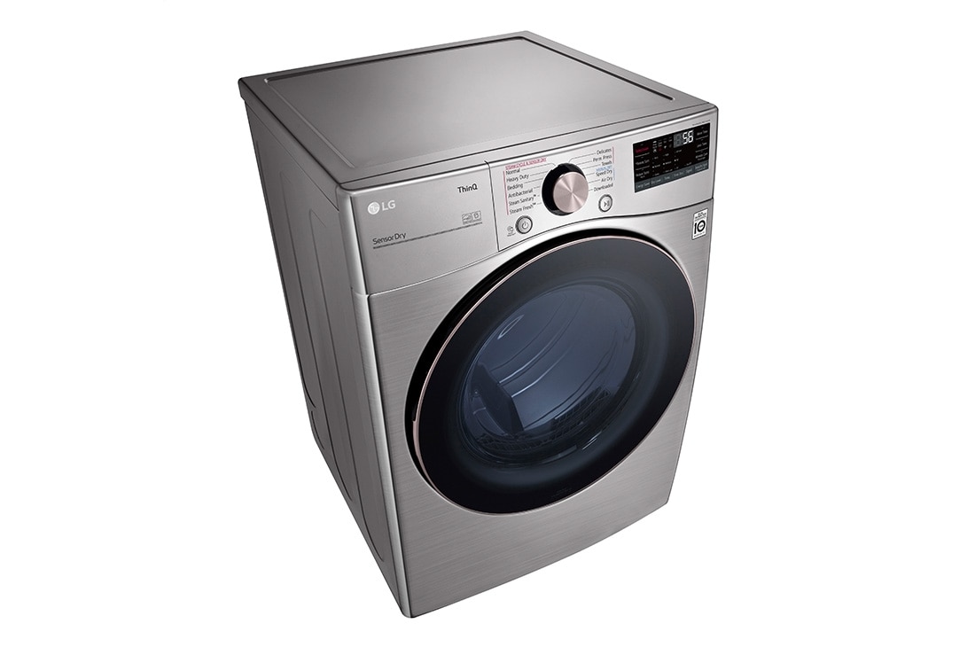 LG 22kg Secadora a Eléctrica de Carga Frontal con TurboSteam™ & SmartThinQ(Wi-Fi), Color Acero, Puerta de Vidrio templado, Vista del lado izquierdo, DF22VV2SBRE, thumbnail 9