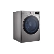 LG 22kg Secadora a Eléctrica de Carga Frontal con TurboSteam™ & SmartThinQ(Wi-Fi), Color Acero, Puerta de Vidrio templado, vista superior izquierda con perilla y detalle del panel, DF22VV2SBRE, thumbnail 3