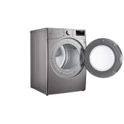 LG 22kg Secadora a Eléctrica de Carga Frontal con TurboSteam™ & SmartThinQ(Wi-Fi), Color Acero, Puerta de Vidrio templado, detalle de tambor con puerta abierta, DF22VV2SBRE, thumbnail 4