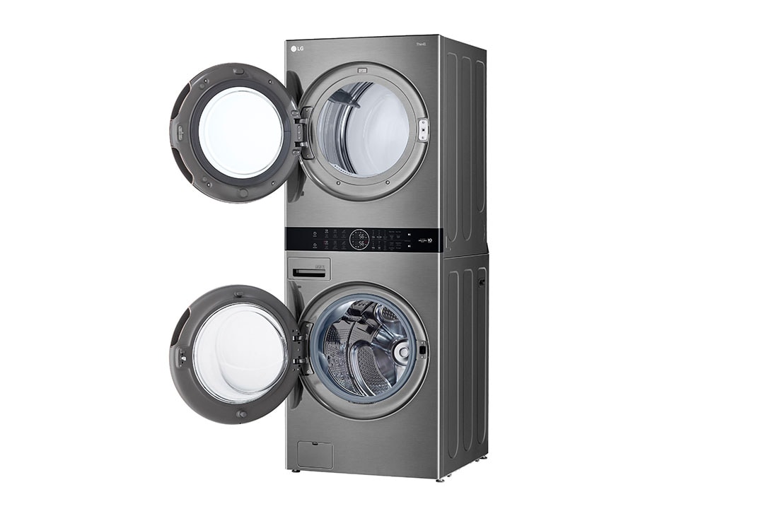 LG Torre de lavado WashTower™ LG 22Kg (lavado) / 22Kg (Secado Eléctrico) Carga Frontal Inverter AI DD ThinQ™ Color Silver, side door view , WK22VS6PE, thumbnail 5