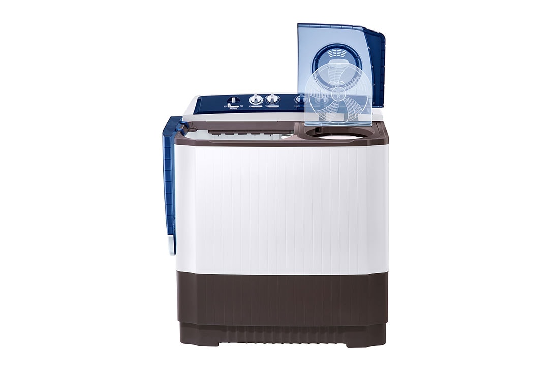 LG Lavadora LG Carga Superior Doble tina con Sistema sin aspas Roller- Jet 15 Kg – Color Blanca, Front view with door open, WP15WAR, thumbnail 2