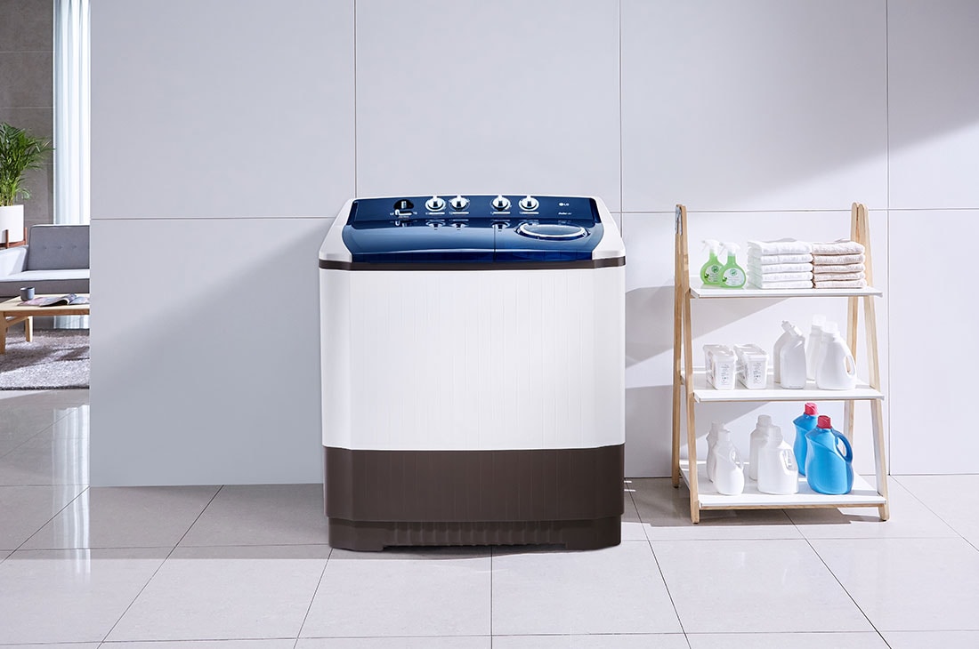 LG Lavadora LG Carga Superior Doble tina con Sistema sin aspas Roller- Jet 15 Kg – Color Blanca, Front view, WP15WAR, thumbnail 9